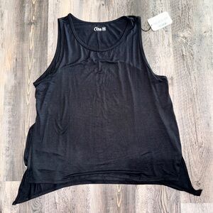 NWT Zyia Active Black Long Finesse Slit Tank (1226), Size XXXXL